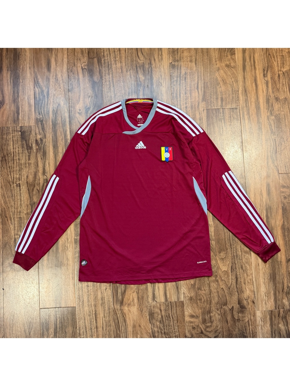 Adidas Venezuela Soccer Jersey FVF Long Sleeve Mens XL Maroon Climacool